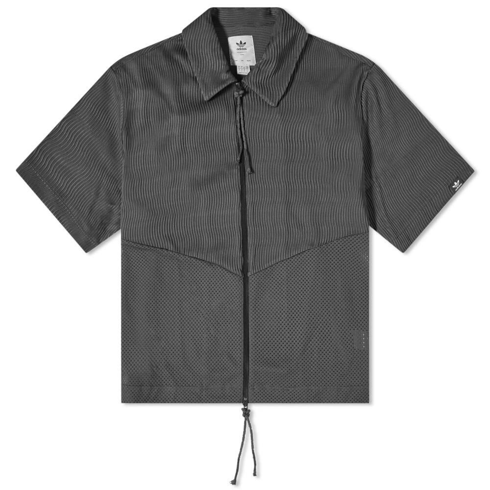 Adidas Men's x SFTM Short Sleeve Zip Shirt in Utility Black Cover