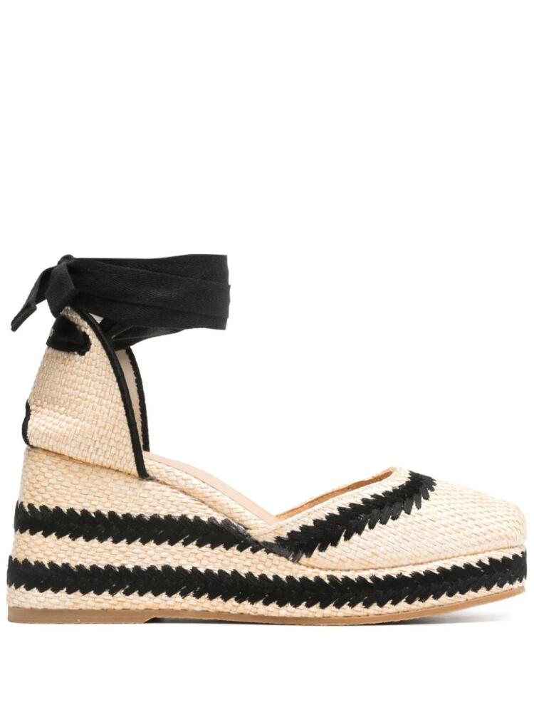 Castañer 85mm raffia wedge pumps - Neutrals Cover