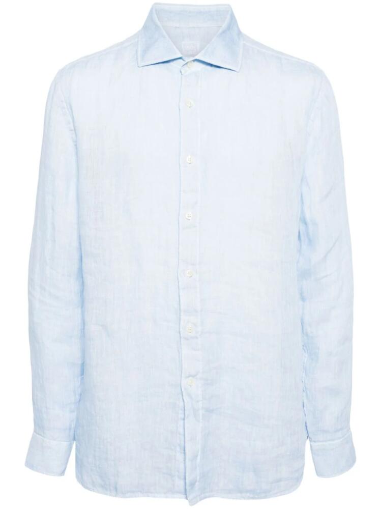 120% Lino long-sleeved linen shirt - Blue Cover