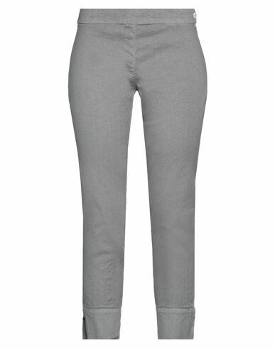 120% Lino Woman Pants Grey Linen, Cotton, Elastane Cover