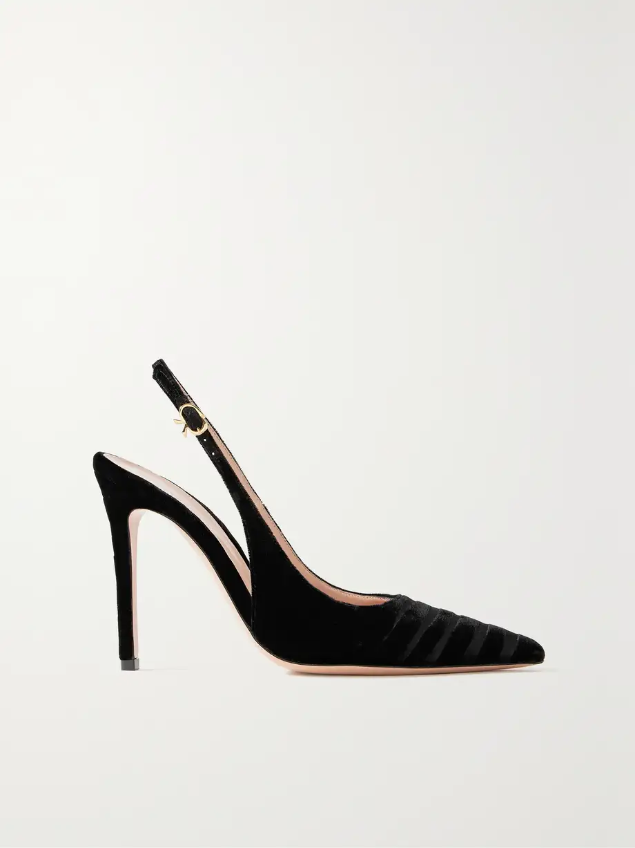 Gianvito Rossi - 105 Devoré-velvet Slingback Pumps - Black Cover