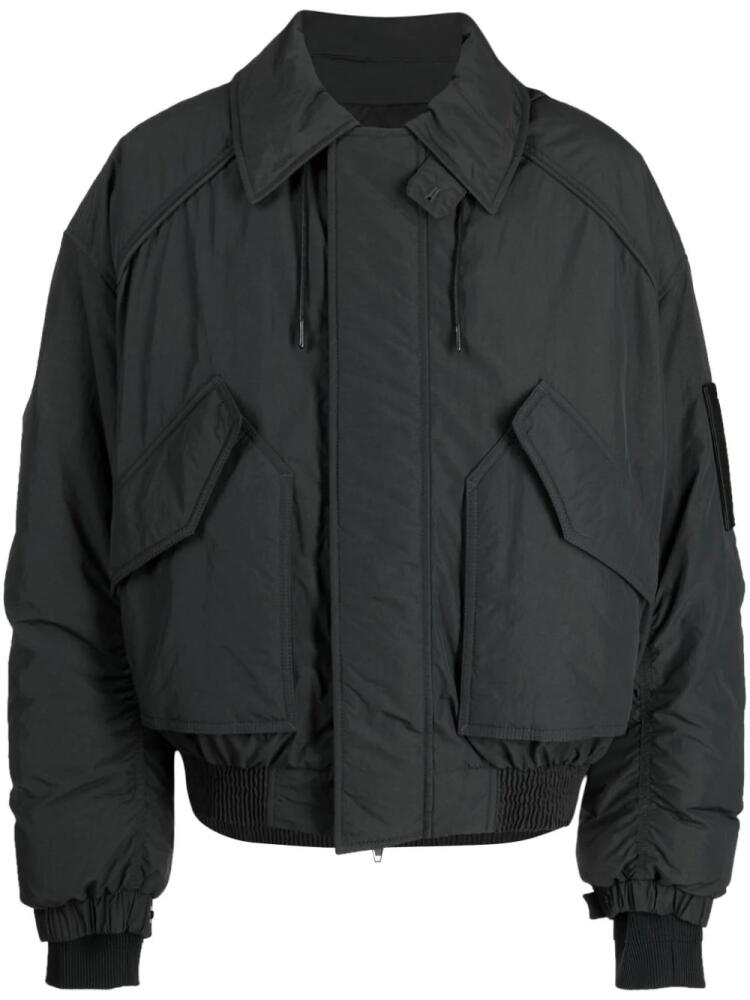 Juun.J straight-point collar concealed-fastening bomber jacket - Grey Cover