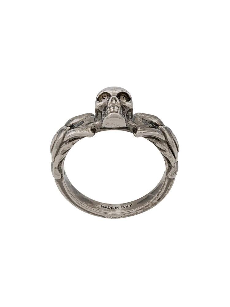 Alexander McQueen skull-detail braided ring - Silver Cover