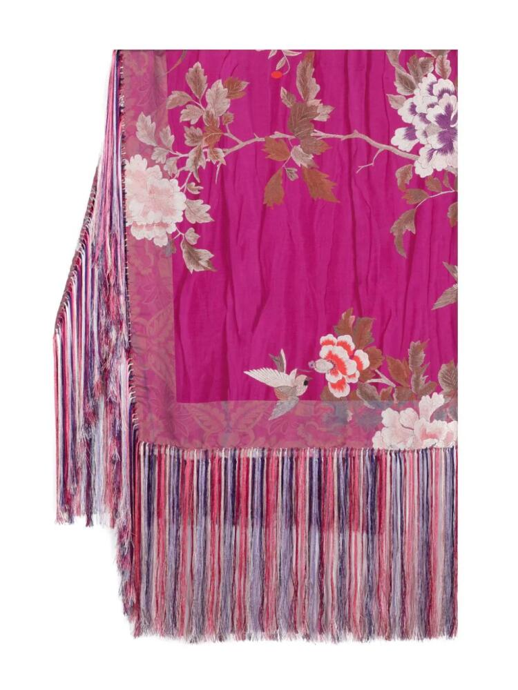 Pierre-Louis Mascia Aloeuw fringed silk shawl - Purple Cover