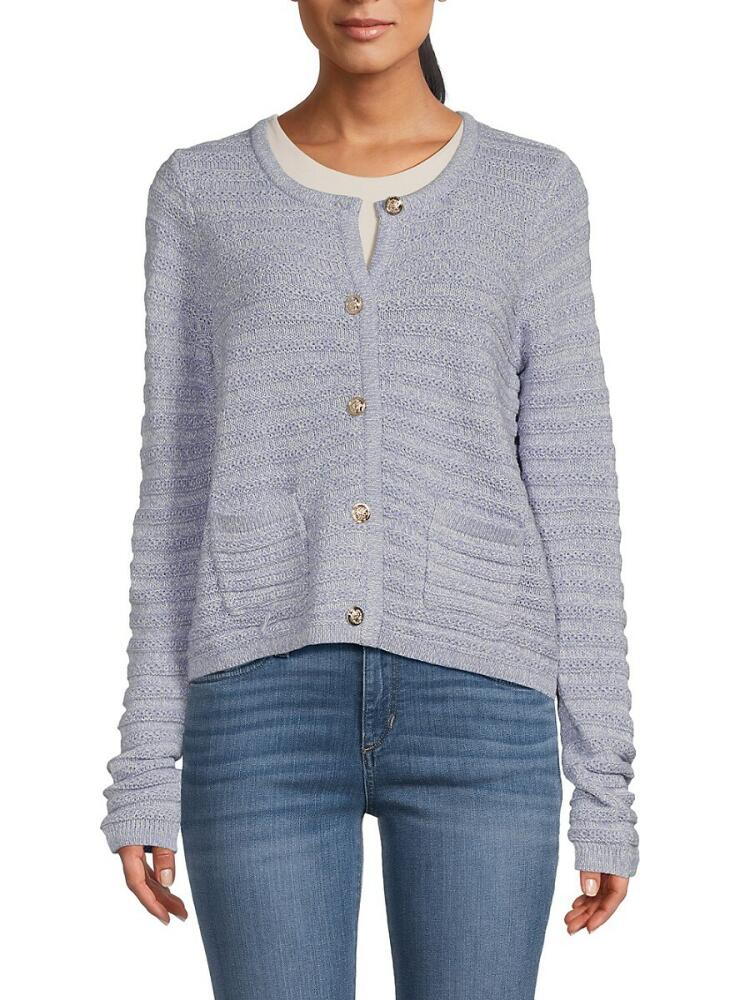 NANETTE nanette lepore Women's Ribbed Knit Cardigan - Periwinkle Cover