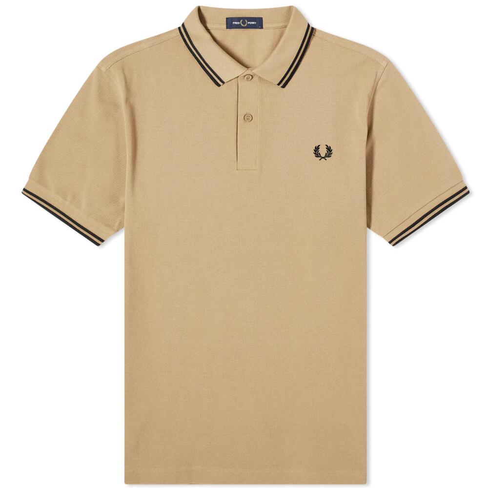 Fred Perry Men's Twin Tipped Polo Shirt in Warm Stone/Black Cover