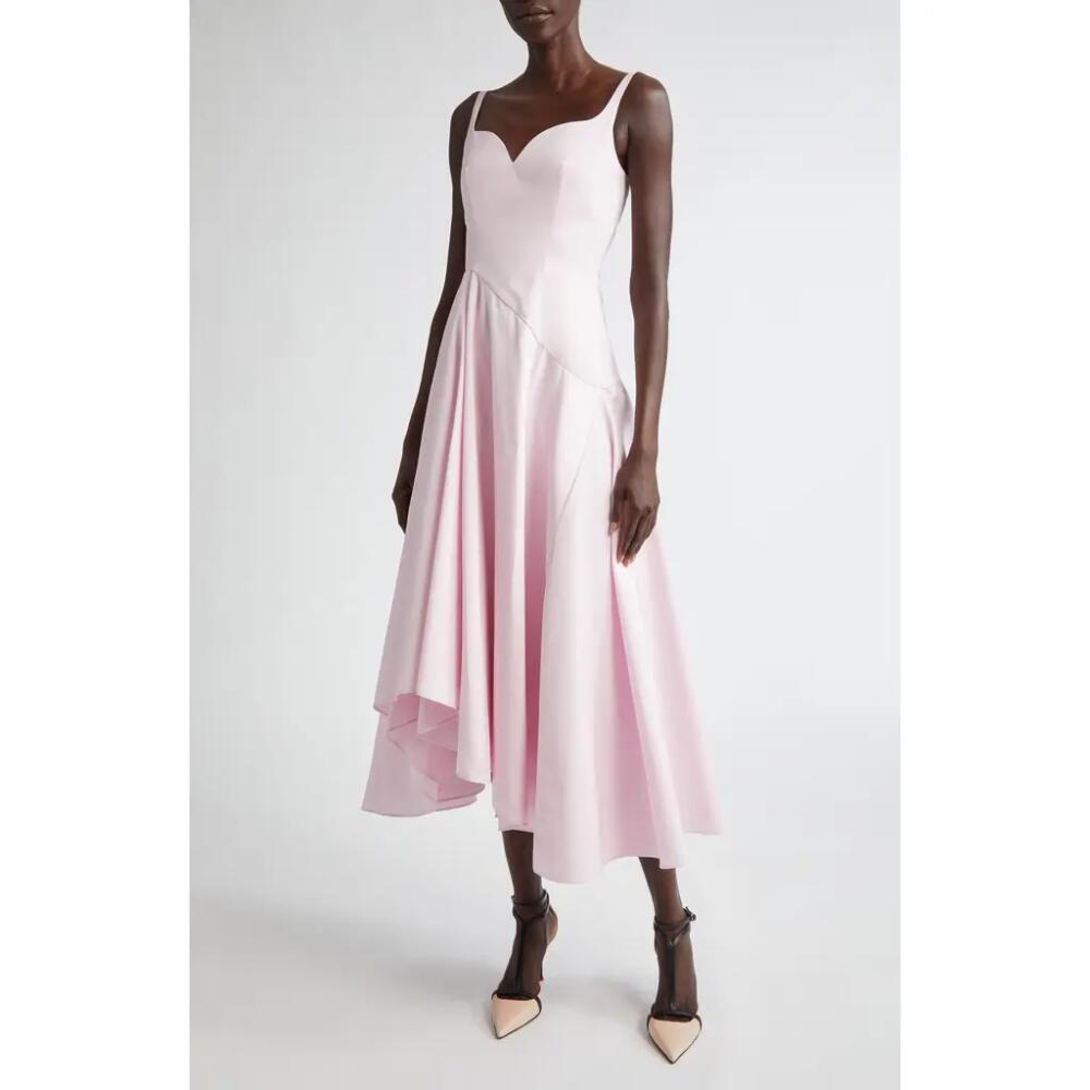 Alexander McQueen Cotton Poplin Midi Dress in Ice Pink Cover