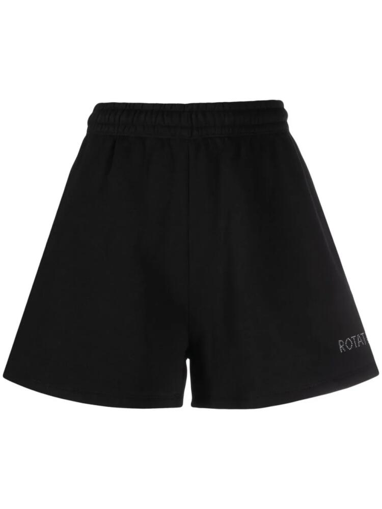 ROTATE BIRGER CHRISTENSEN logo-print elastic-waist shorts - Black Cover