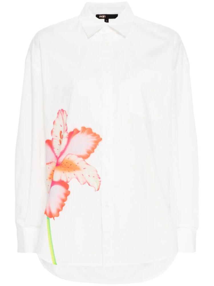 Maje floral-print cotton shirt - White Cover