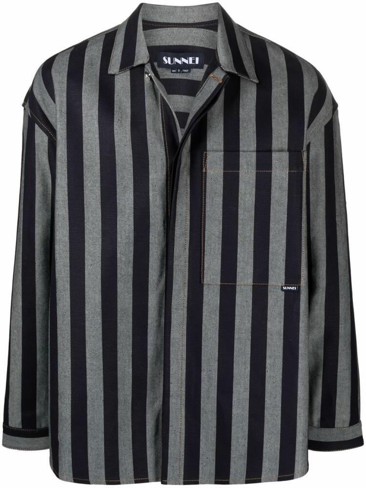 Sunnei striped denim over shirt jacket - Blue Cover