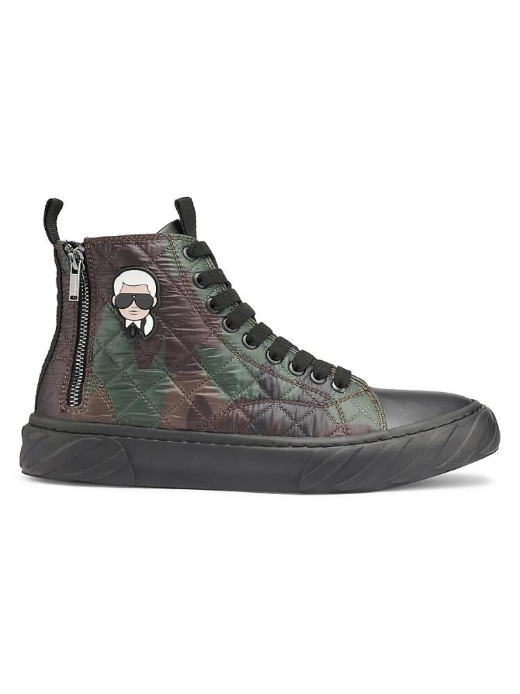 Karl Lagerfeld Paris Men's Quilted Camo High Top Sneakers - Black Brown Cover