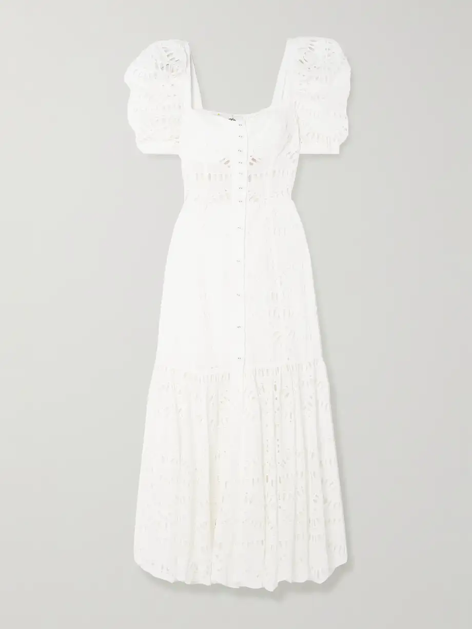 Charo Ruiz - Spiana Broderie Anglaise Cotton-blend Maxi Dress - White Cover