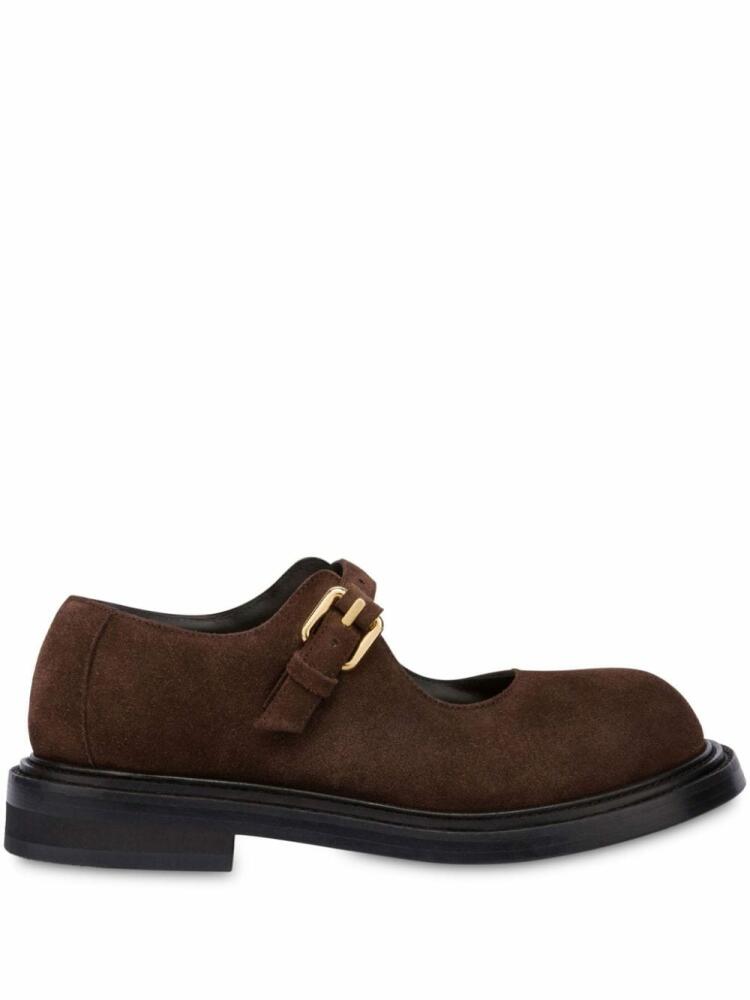 Moschino buckled suede loafers - Brown Cover