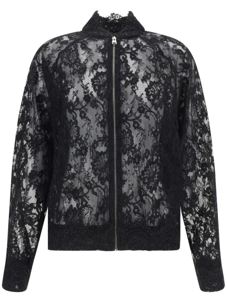 Ermanno Scervino floral-lace bomber jacket - Black Cover