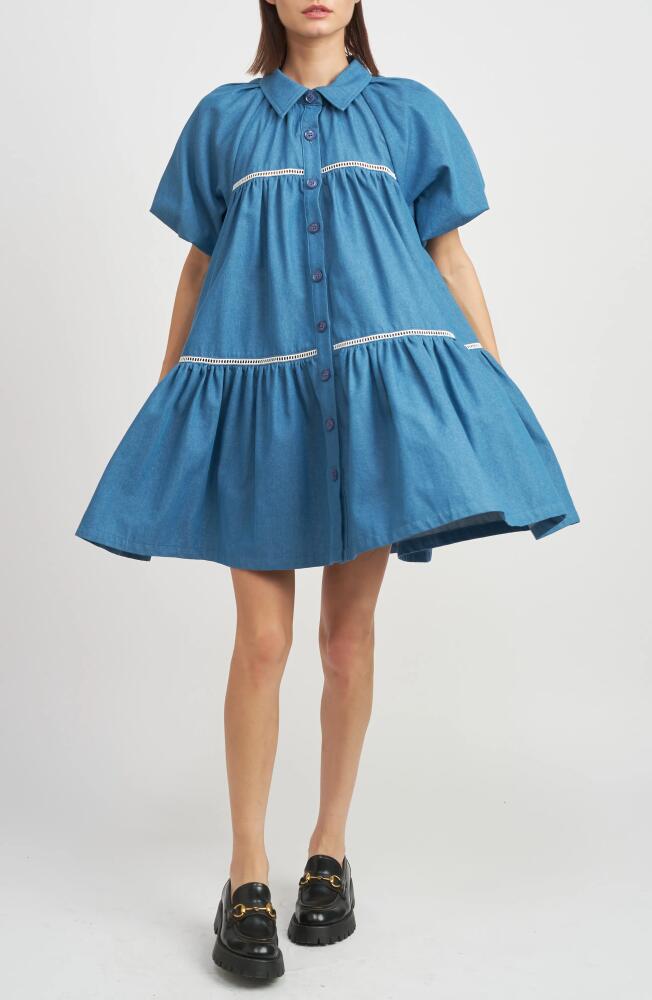 En Saison Tara Tiered Cotton Trapeez Shirtdress in Chambray Cover