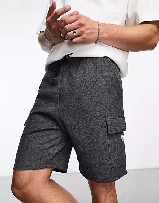 Jack & Jones Intelligence technical jersey cargo short in dark gray melange Cover