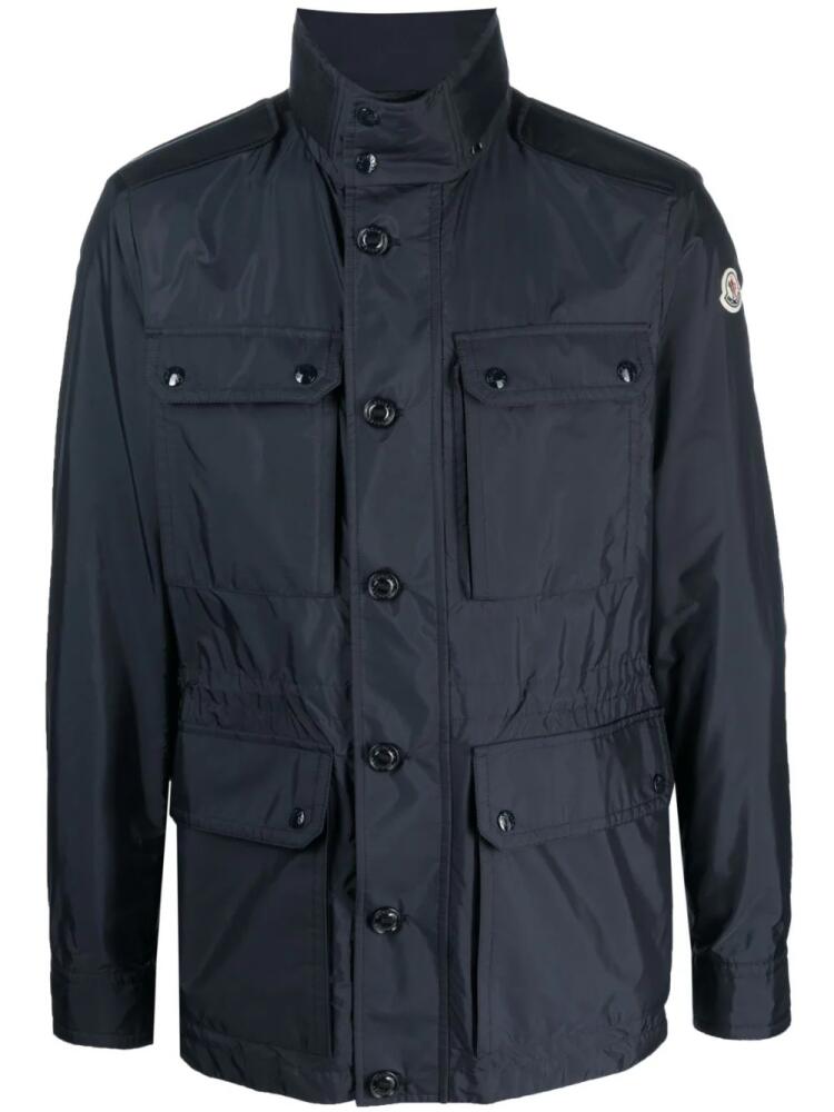 Moncler logo-patch button-up windbreaker - Blue Cover