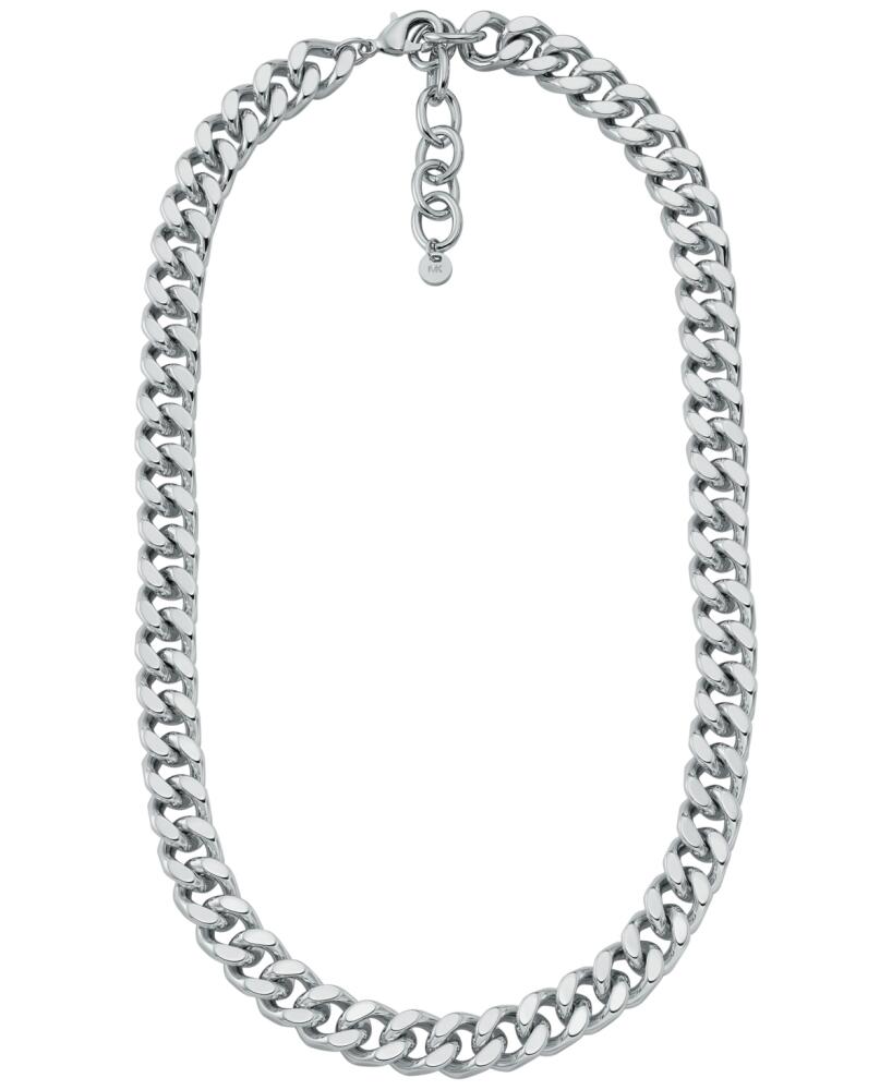 Michael Kors Platinum-Plated Brass Curb Unisex Chain Necklace - Silver Cover