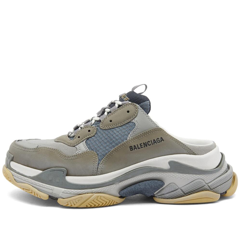 Balenciaga Men's Triple S Mule in Grey/Blue Cover