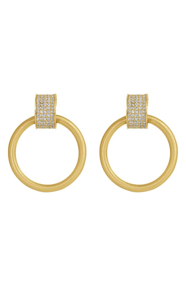 Dean Davidson Petit Pavé Drop Hoop Earrings in White Topaz/Gold Cover