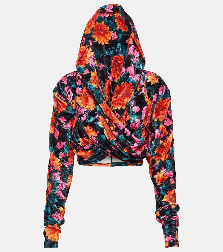 Rotate Floral hooded velvet top Cover