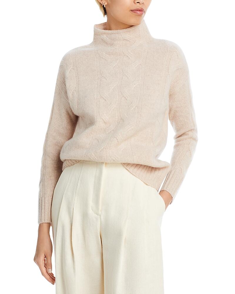 C by Bloomingdale's Cashmere Mock Neck Cable Cashmere Sweater - Exclusive Cover