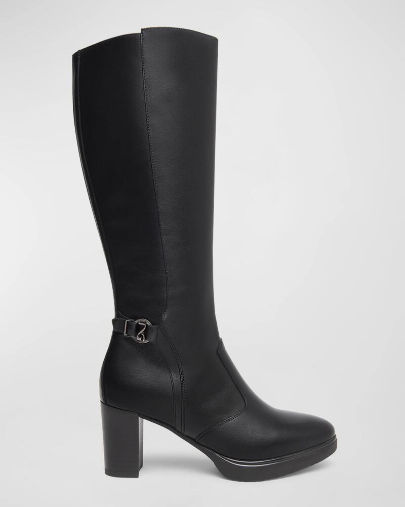 NeroGiardini Leather Buckle Block-Heel Knee Boots Cover