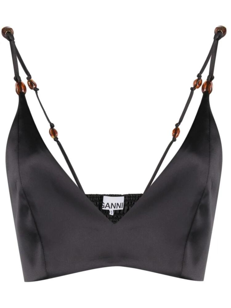 GANNI satin bralette top - Black Cover