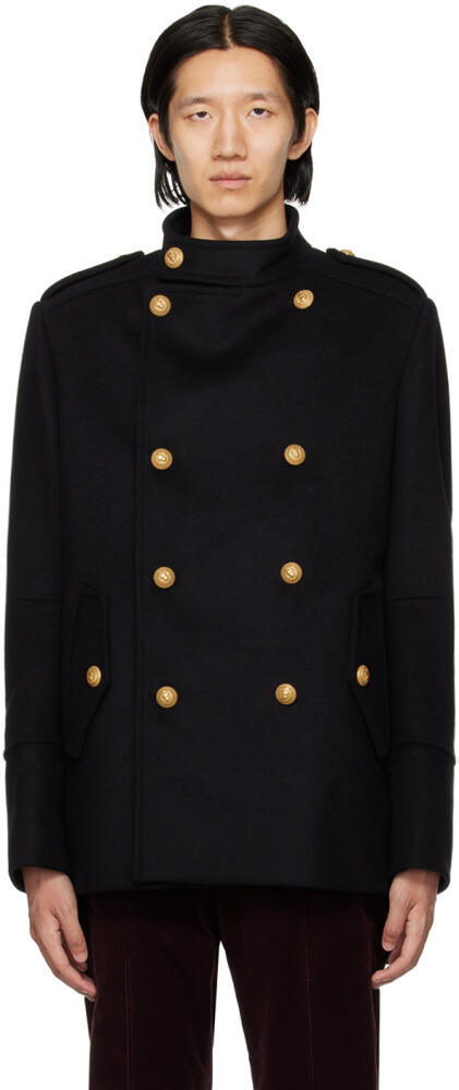 Balmain Black Officer Coat Cover