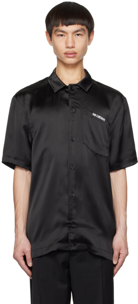 Han Kjobenhavn Black Open Spread collar Shirt Cover