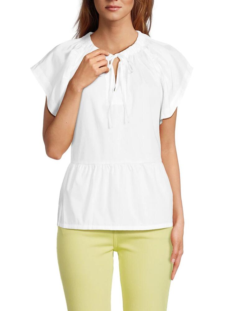 Joe's Jeans Women's Poplin Flutter Sleeve Blouse - White Cover