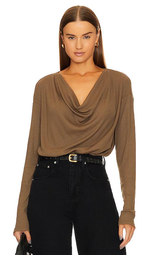 Bobi Cowl Neck Blouse in Olive Cover