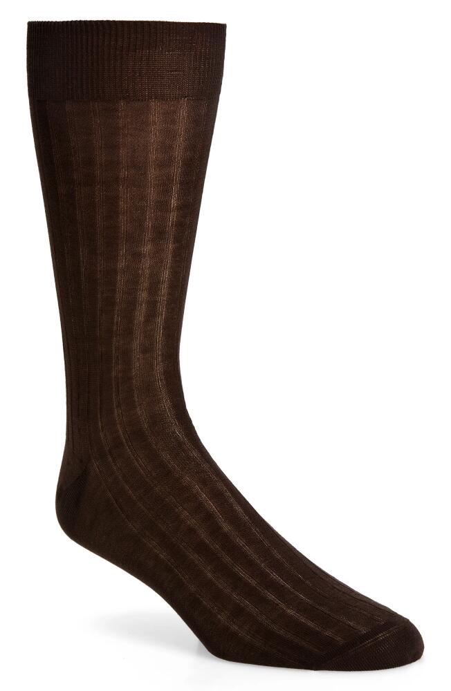 Canali Cotton Rib Dress Socks in Dk Brown Cover