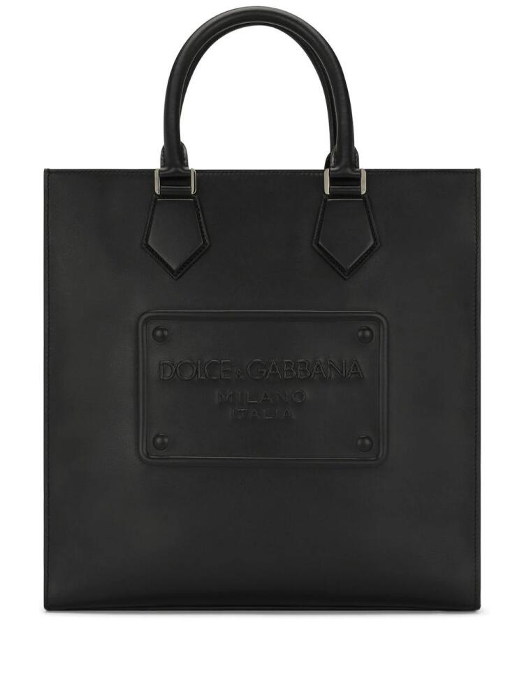 Dolce & Gabbana logo-embossed leather tote bag - Black Cover