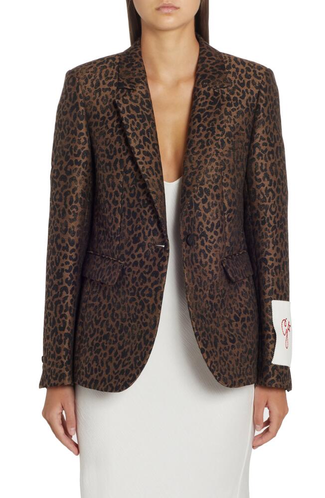 Golden Goose Dune Leopard Virgin Wool Blend Blazer in New Bison/Black Cover