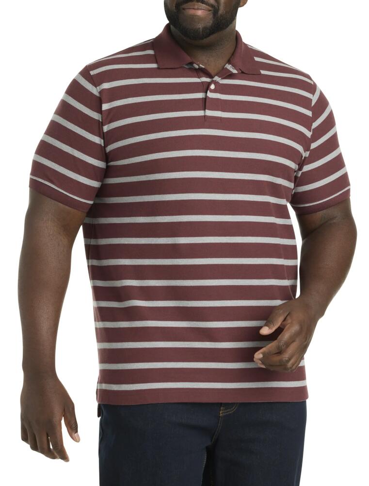 Harbor Bay by DXL Heather Medium Stripe Polo Shirt in Red Multi Cover