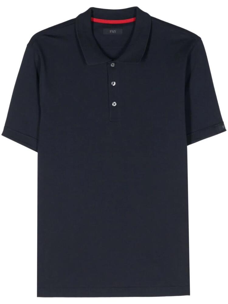 Fay logo-patch cotton polo shirt - Blue Cover