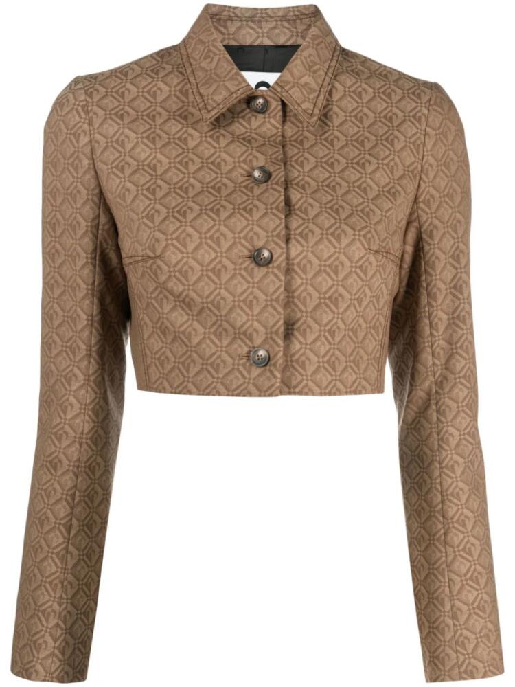 Marine Serre Moon Diamant jacquard cropped jacket - Brown Cover