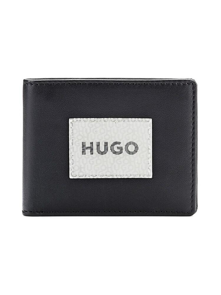 HUGO Men's Leather Bifold Wallet - Black Cover