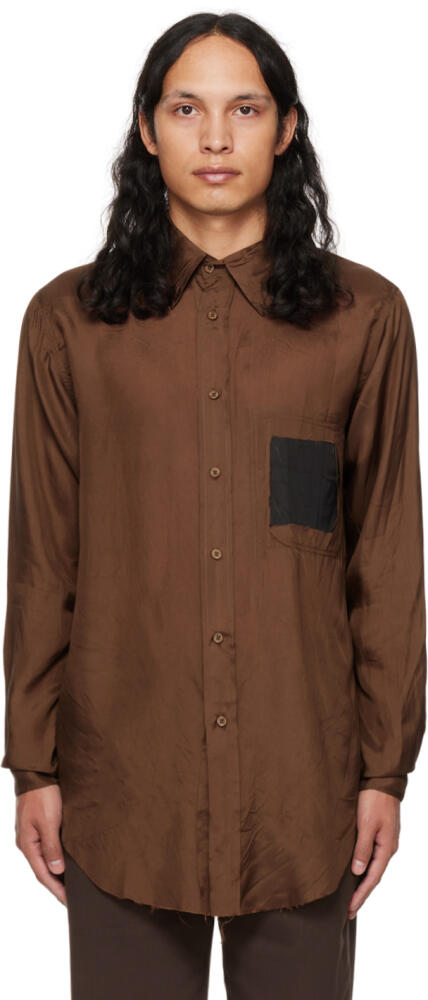 Edward Cuming SSENSE Exclusive Brown Patched Shirt Cover