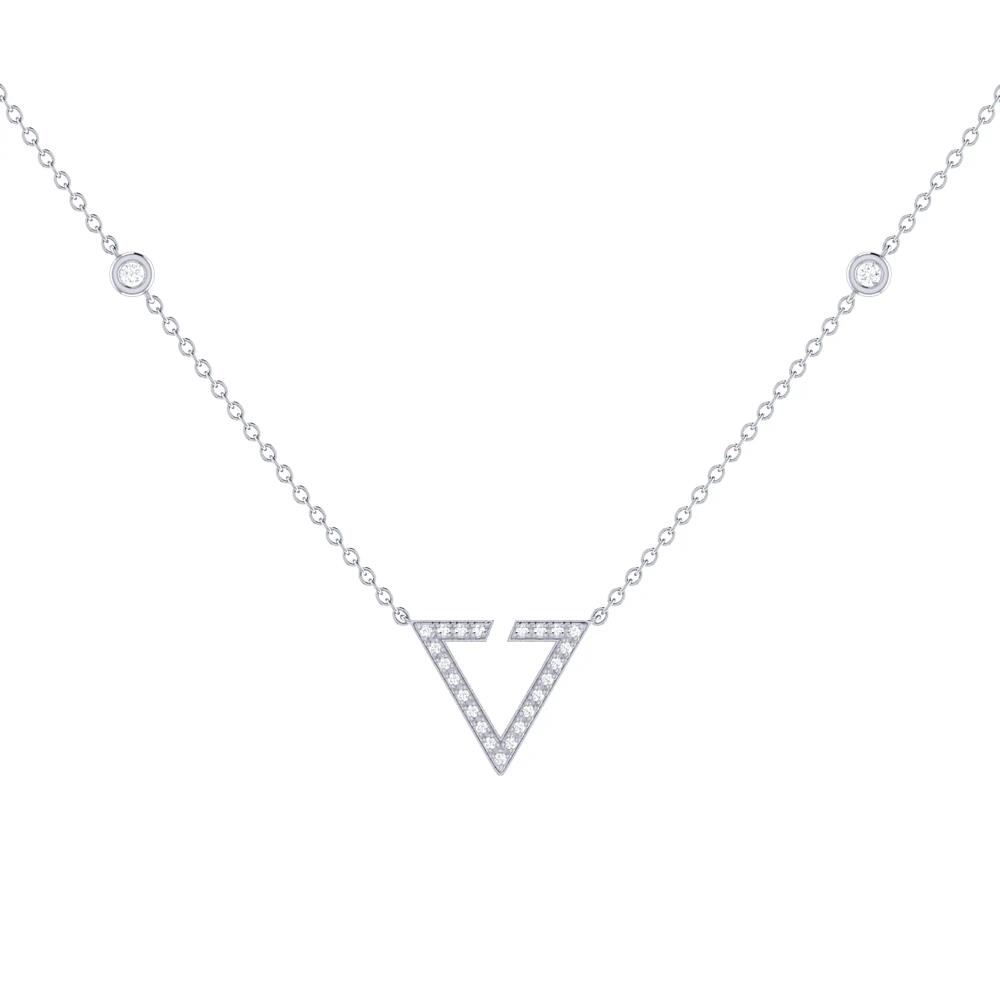 LuvMyJewelry Skyline Triangle Sterling Silver Diamond Necklace Cover