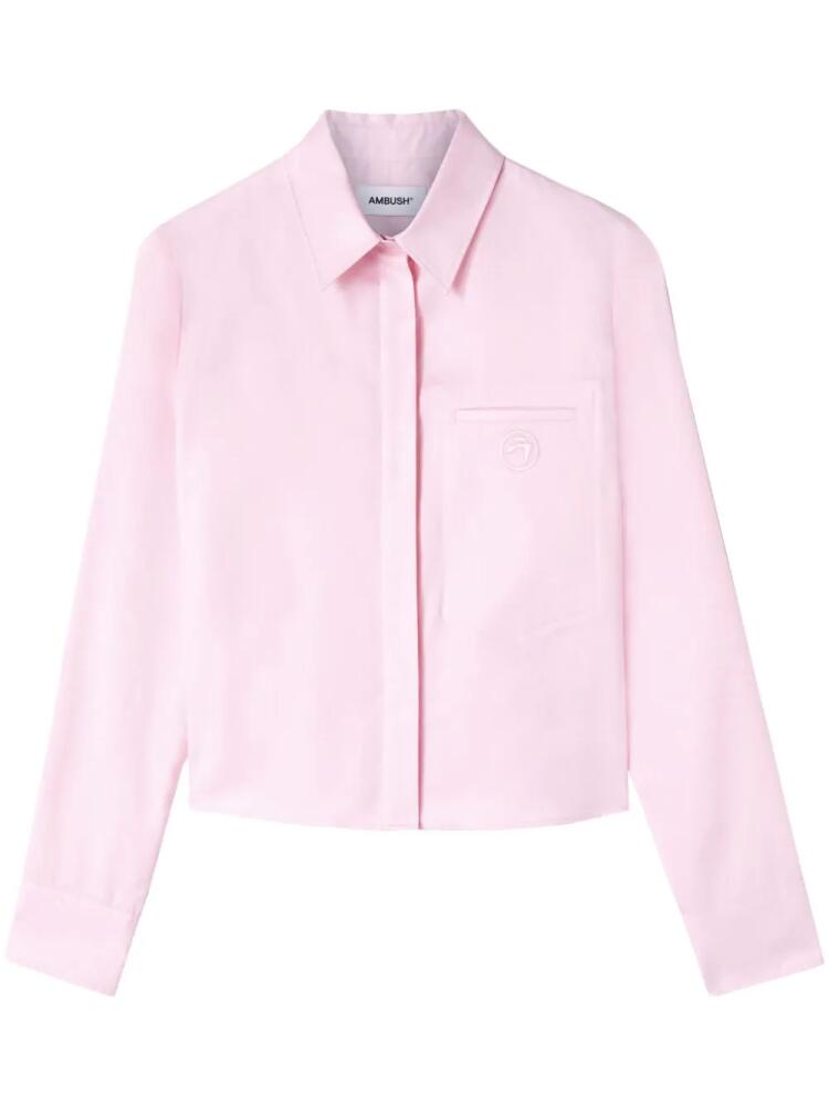 AMBUSH logo-embroidered cotton shirt - Pink Cover