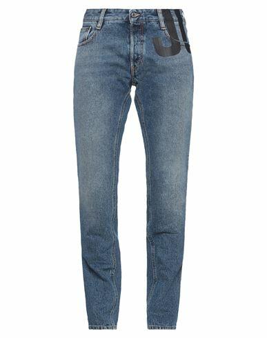 Just Cavalli Man Jeans Blue Cotton, Bovine leather Cover