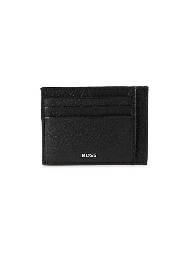 BOSS Men's Crosstown Textured Leather Card Case - Black Cover