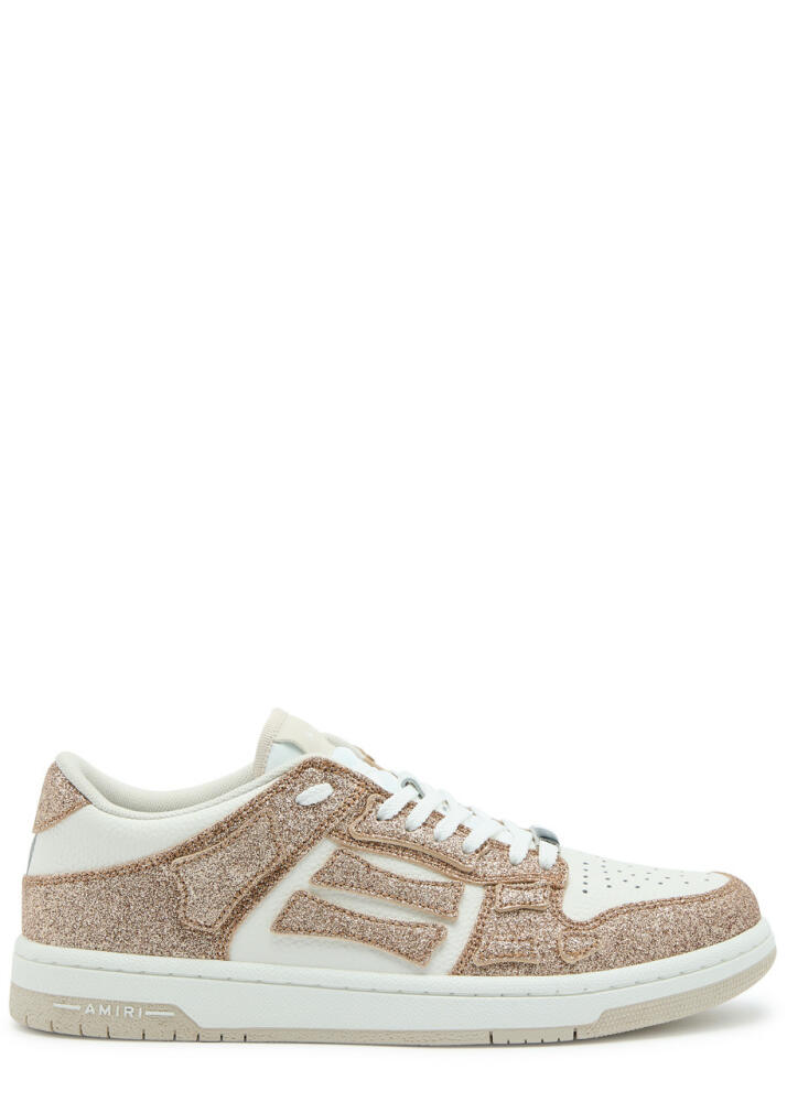 Amiri Skel Glittered Leather Sneakers - Gold Cover