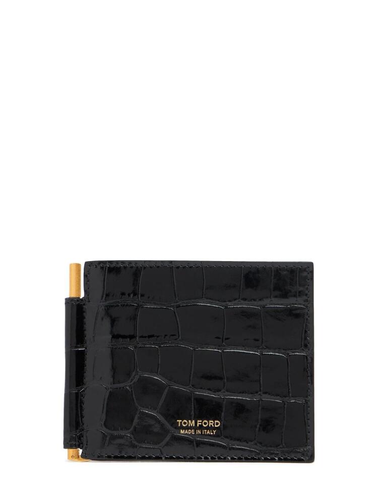 TOM FORD Patent Croc Embossed Clip Wallet Cover