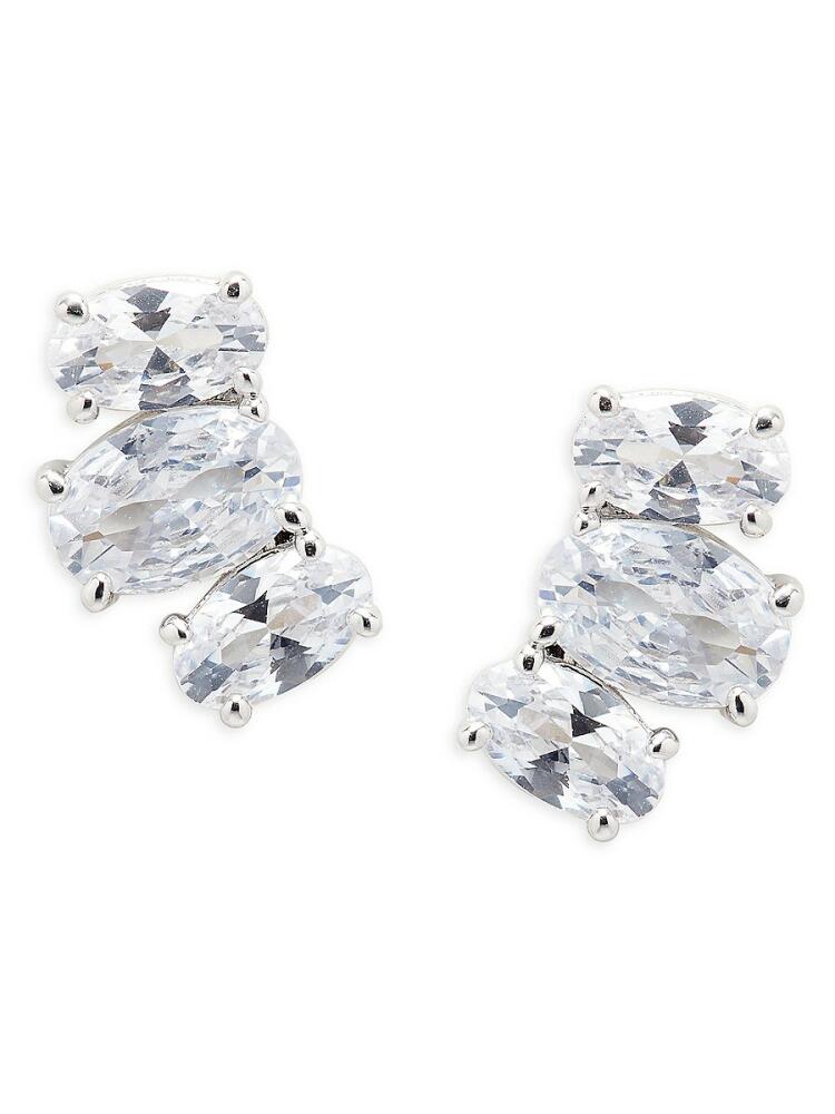 Adriana Orsini Women's Rhodium Plated & Cubic Zirconia Skyline Stud Earrings Cover