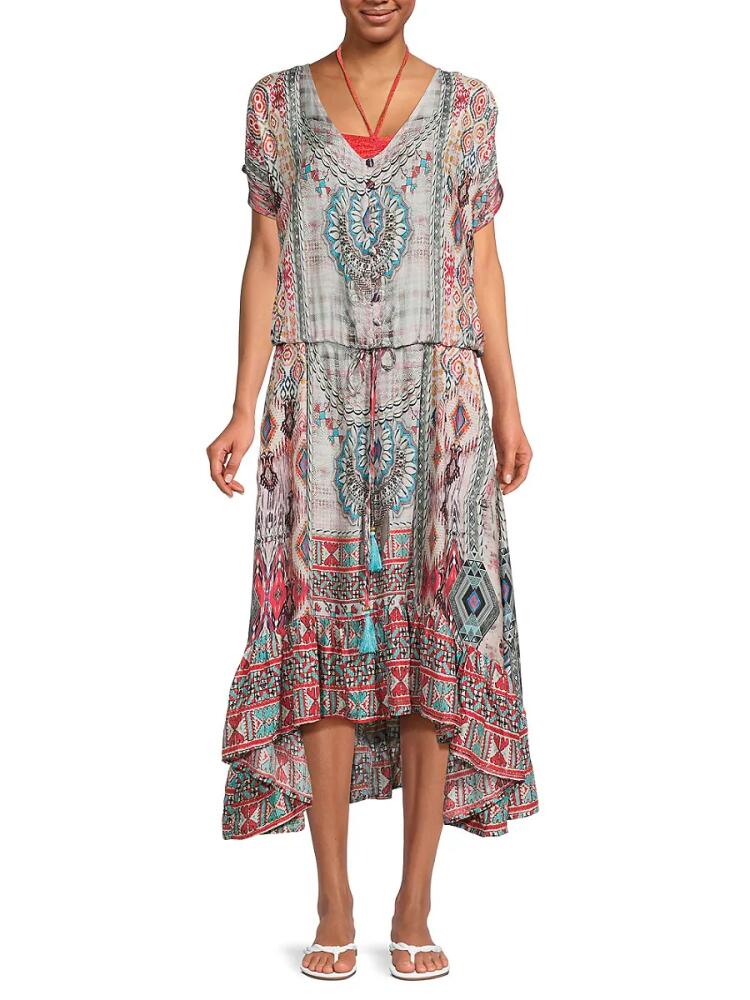 La Moda Clothing Women's Floral Midi Coverup Blouson Dress - Endless Summer Cover