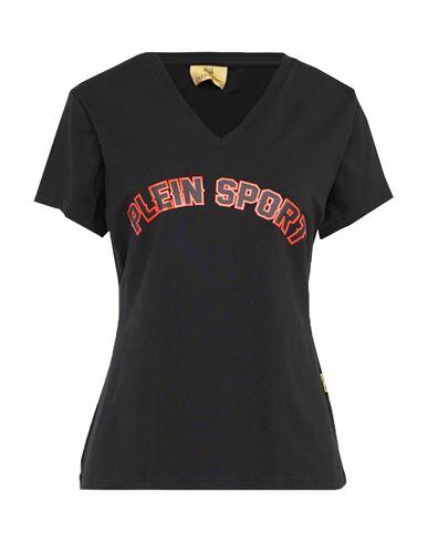 Plein Sport Woman T-shirt Black Cotton, Elastane Cover