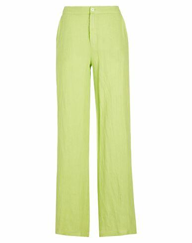 8 By Yoox Linen High-waist Wide Leg Pants Woman Pants Acid green Linen Cover